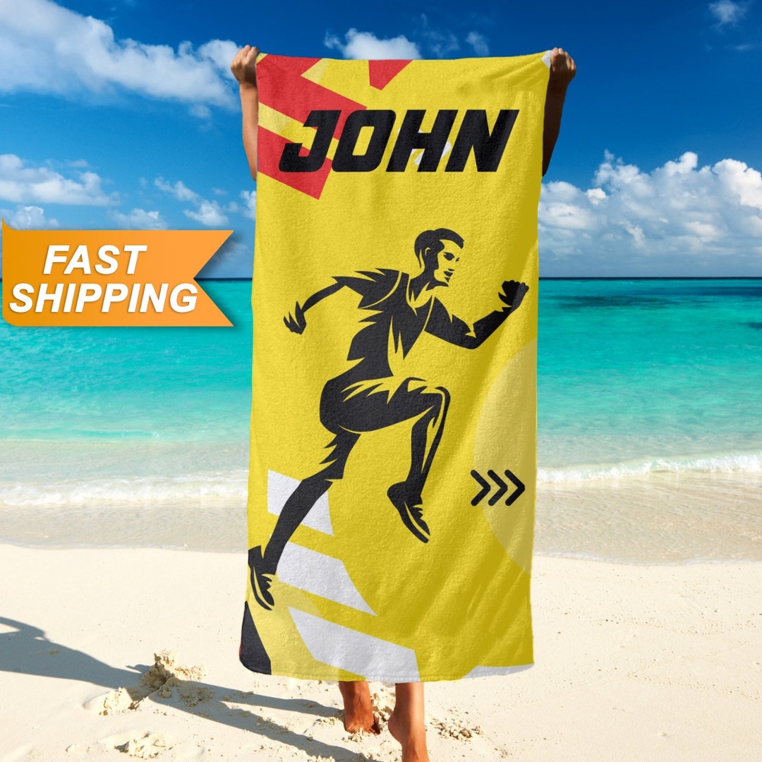 Running Beach Towel, Custom Runner Beach Towels, Personalized Running