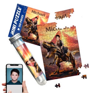 Kids Name Puzzle from Photo, 150 Pieces Cartoon Characters Custom Picture Jigsaw Puzzles, Gifs for Grandkids Son Daughter Nephew Niece