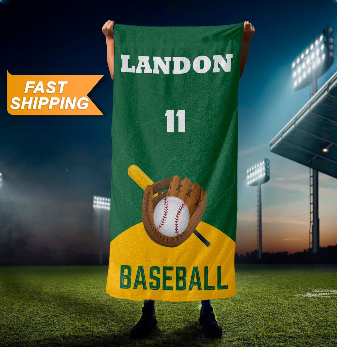 Personalized Baseball Towel, Baseball Team Beach Towels, Custom Gifts