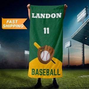 Personalized Baseball Towel, Baseball Team Beach Towels, Custom Gifts for Baseball Teams, Team Member Gift, Baseball Player Towel T127