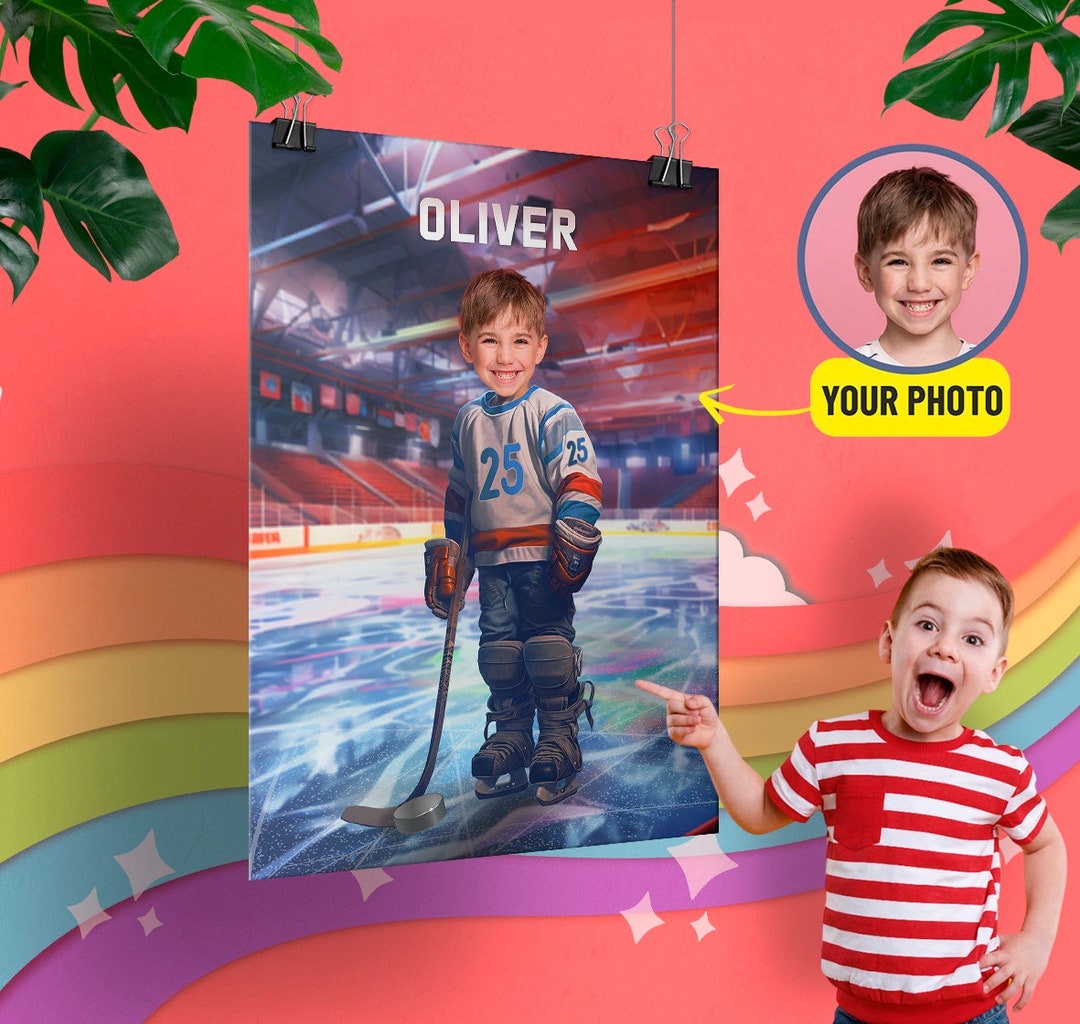 Hockey Themed Personalized Photo Poster, Gift for Hockey Players Fans
