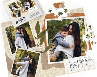Personalized Photo Collage Puzzle, Custom Gifts for Mom, Family Activity