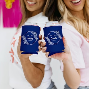 Custom Can Cooler, Personalized Wedding Stubby Holder, Monogram Neoprene foam Coolers, Beer Holder Beverage Insulators, Custom Wedding Favor