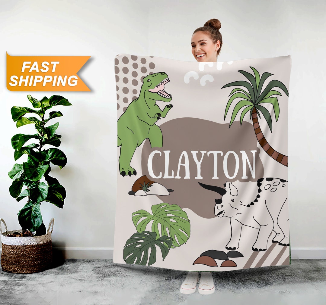 Dinosaur Blanket Kids Dino Custom Blankets Personalized Etsy