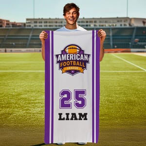 Custom Beach Towel with Logo, Sports Team Hockey Basketball Soccer Football Swim Pool Towels, School University Team Club Logo Gift T263