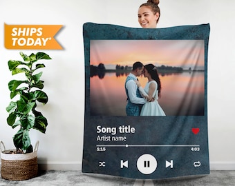 Custom Photo Blanket: Personalized with Song, Soft Minky or Sherpa