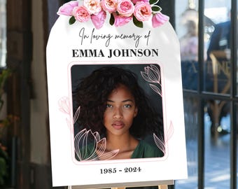 Custom Memorial Photo Sign: Funeral Welcome Poster, Celebration of Life