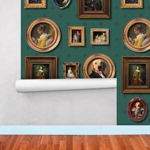 Custom Pet Portrait Wallpaper: Vintage Peel and Stick Wall Decor