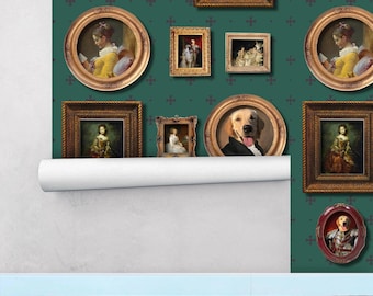 Custom Pet Portrait Wallpaper: Vintage Peel and Stick Wall Decor