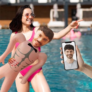 Bachelorette Blow Up Doll Party Favor, Pool Party Fun Bachelorette Gift, Blow Up Husband, Groom Blow Up Doll, Inflatable Man Printed Face