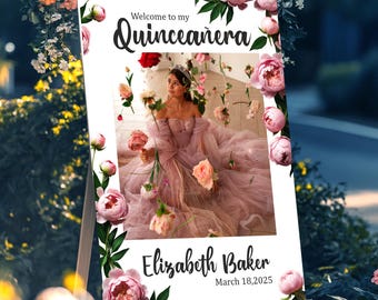 Custom Quinceañera Photo Welcome Sign: Acrylic or Paper