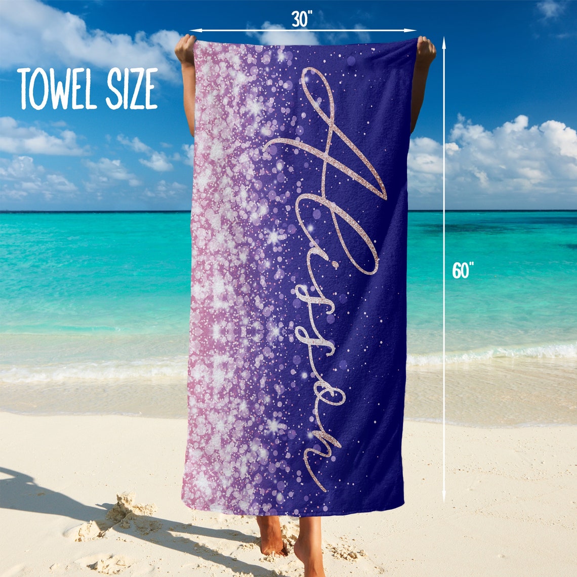 Personalized Beach Towel with Your Name Custom Beach Towel Etsy