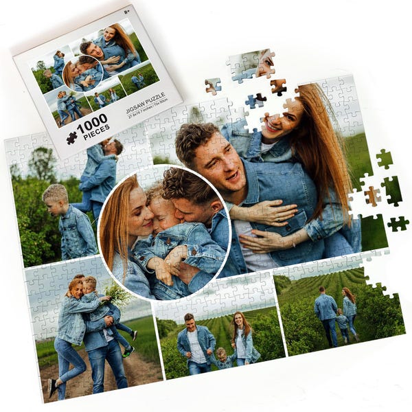 Photo Collage Puzzle, Personalized Anniversary Gift, Custom Picture Puzzle