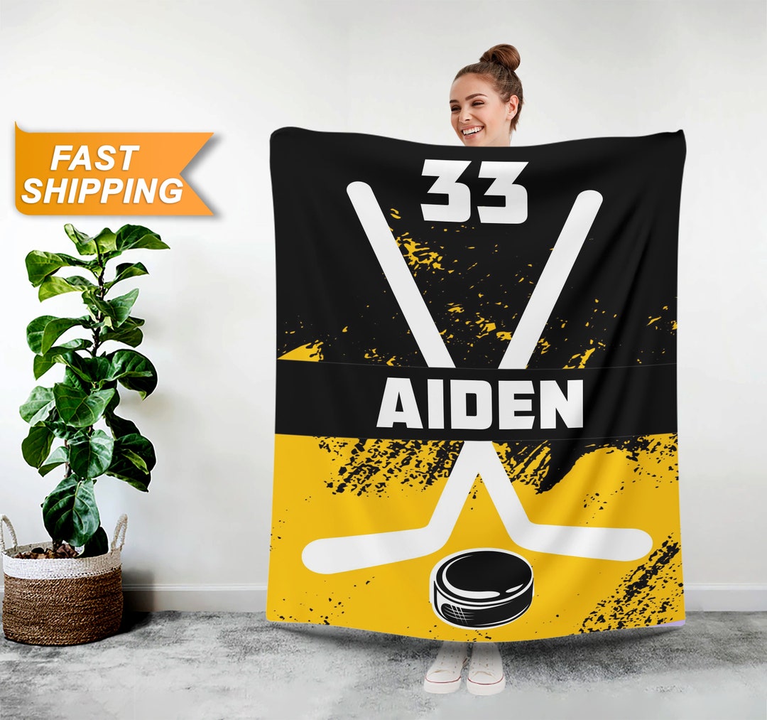 Hockey Player Blanket, Custom Hockey Team Blankets Personalized Blanket