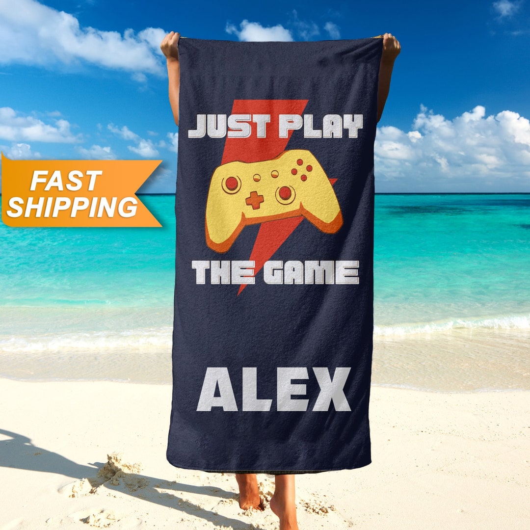 Custom Gaming Beach Towel, Video Game Towels Personalized Gamer Towel