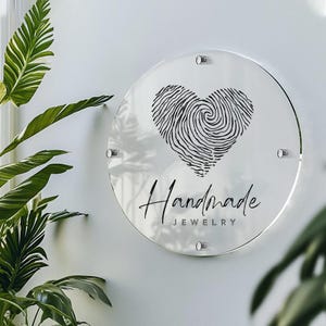 Business Logo Custom Acrylic Signs, Round Personalized Sign White Black Frosted Acrylic Therapy Office, Store, Rental Storefront Signs S16-2