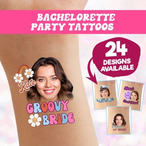 Bride Face Custom Tattoo, Bachelorette Tattoos, Personalized Temporary Tattoos, Wedding Temporary Tattoos, Bach Party Favor Bride Funny Gift