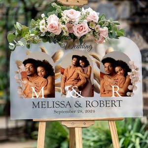 Custom Photo Wedding Welcome Sign: Acrylic, PVC or Paper with Easel