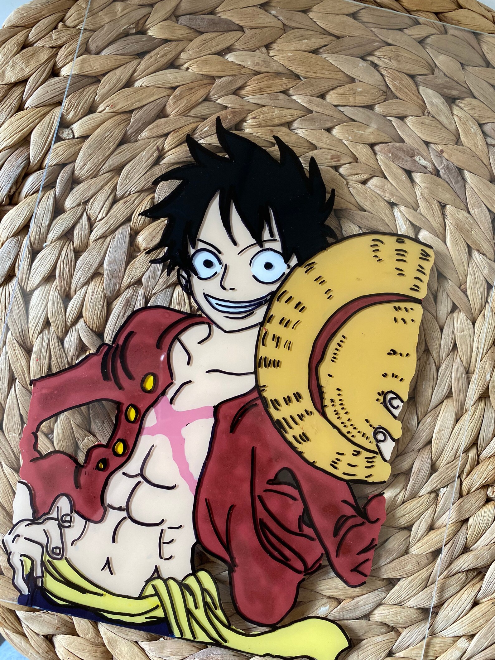 Luffy ONE PIECE Painting on glass 21 x 29.7 cm Etsy