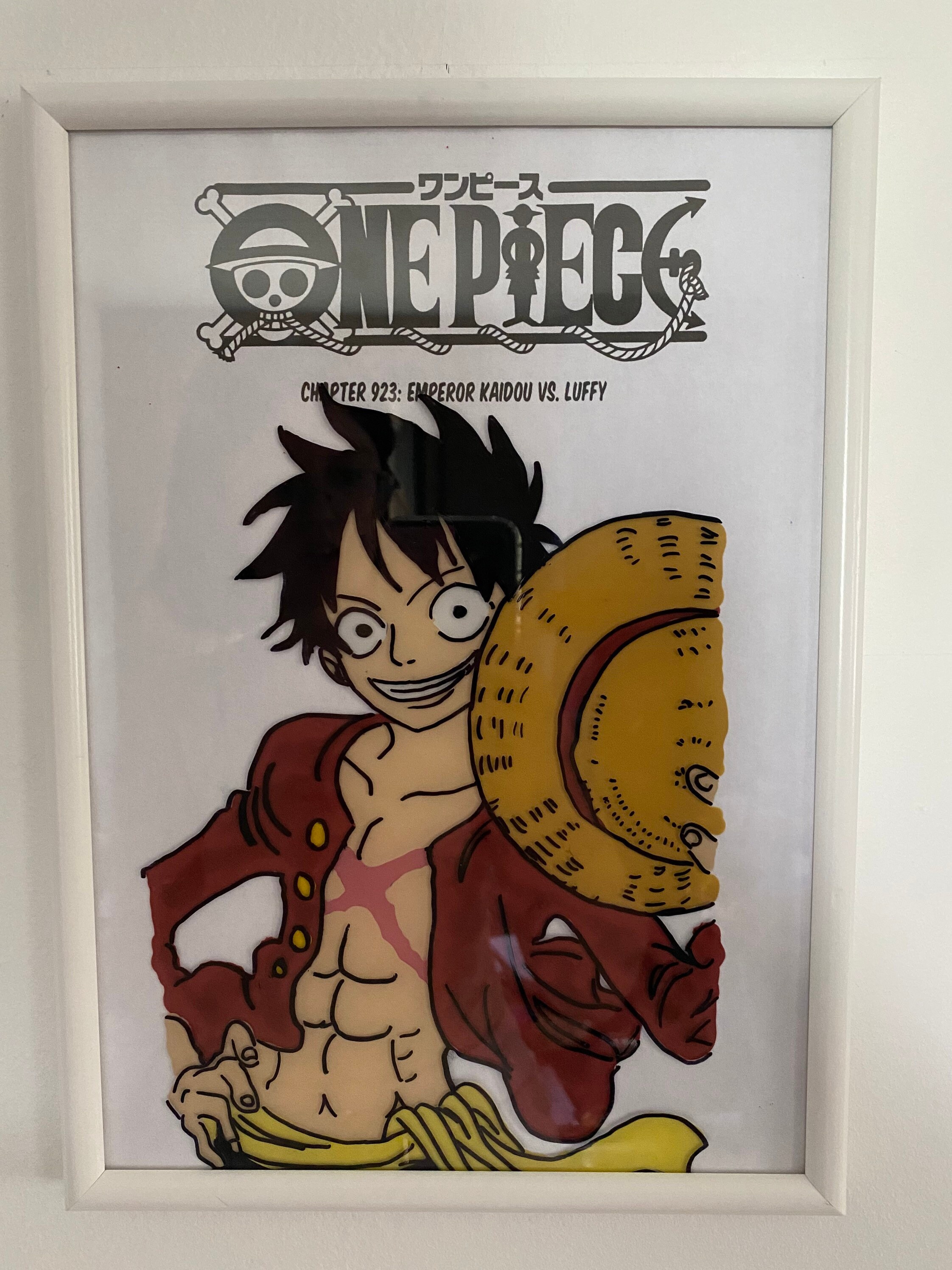 Luffy ONE PIECE Painting on glass 21 x 29.7 cm Etsy