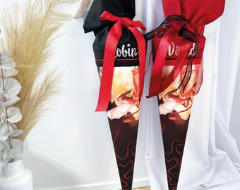 Personalized Dragon School Cone – Fabric School Cone for Boys with Fire • Back to School Gift • 70cm • Hand-Drawn