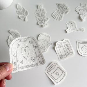 Fall Boho Stick and Stitch Embroidery patterns, stick on washable designs, easy embroidery pattern for clothing, begginer floral embroidery