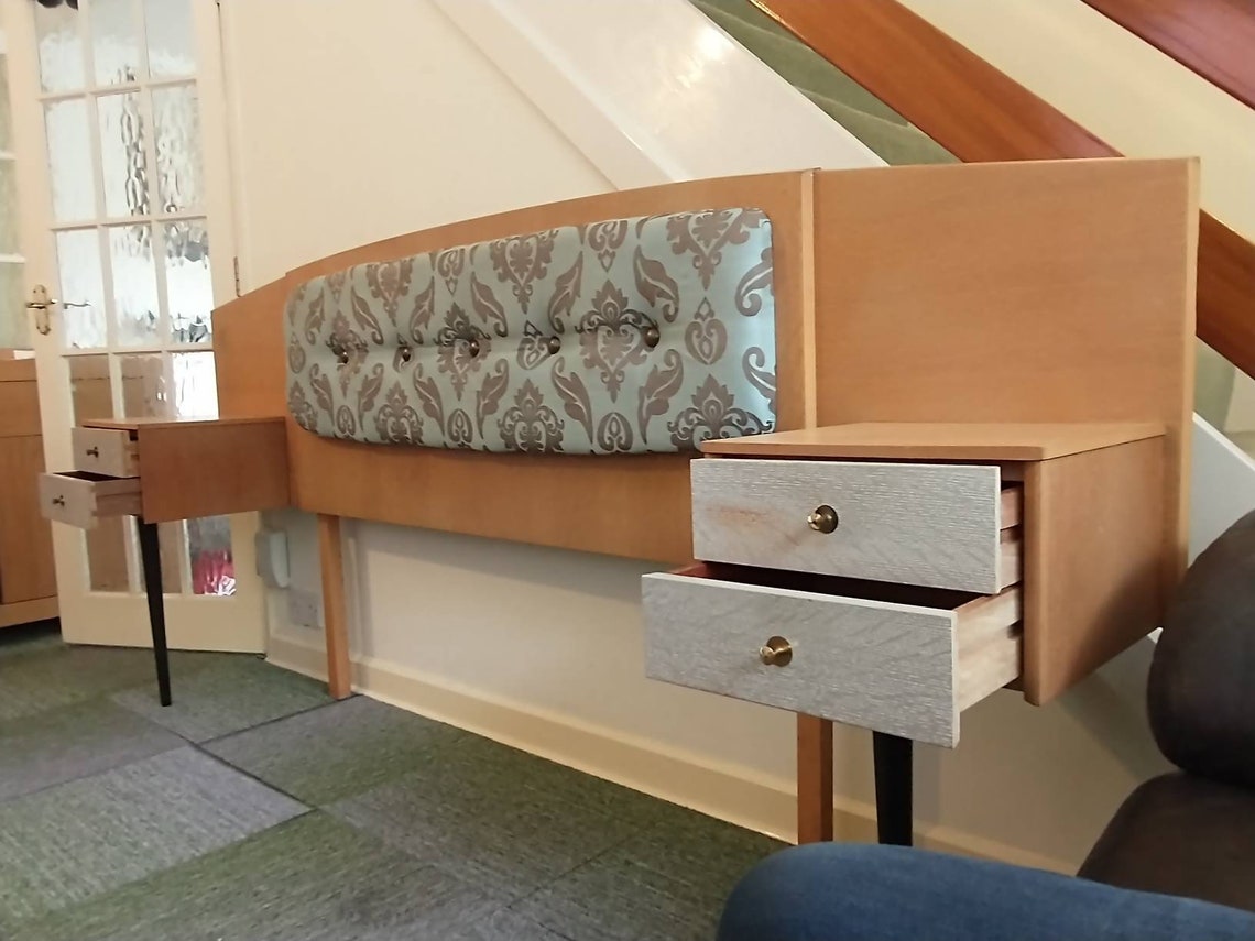 Mid Century Retro 60s/70s Headboard and Side Drawer's Etsy