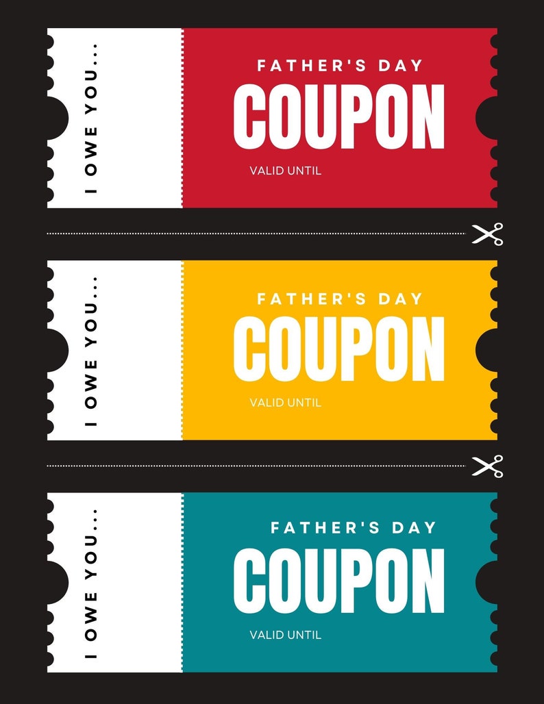 Father's Day Coupon Book | IOU Printable Coupons for Dad | Father's Day Printable Gift - Etsy