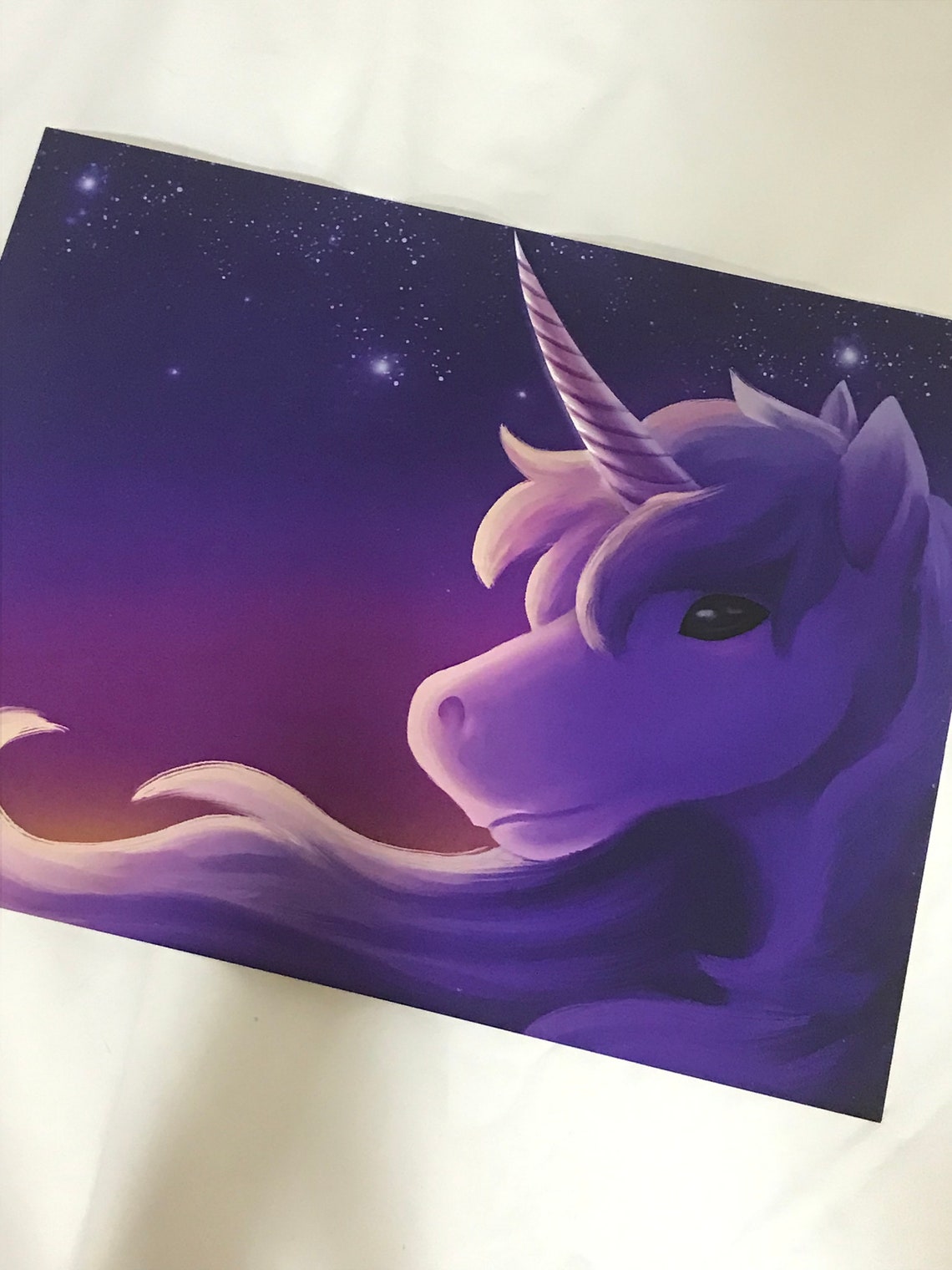 Art Print Beautiful Unicorn Sunset and Stars Etsy