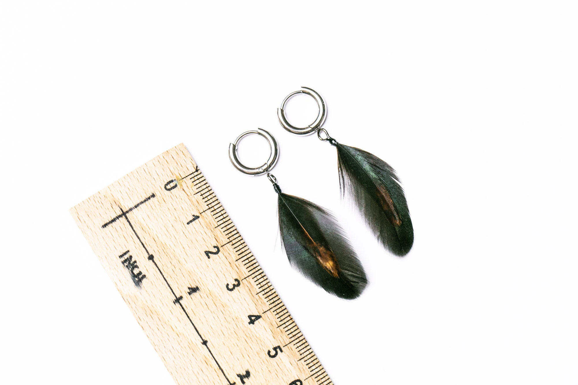 Feather earrings men Small feather earrings hoops Feather Etsy