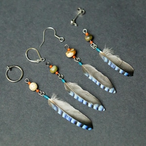 Einzelne Feder Ohrringe Männer Creolen hypoallergen Ohrstecker Männer Ohrringe Echte Feder Ohrringe Kleine Ohrringe Edelstahl Creolen Geschenk