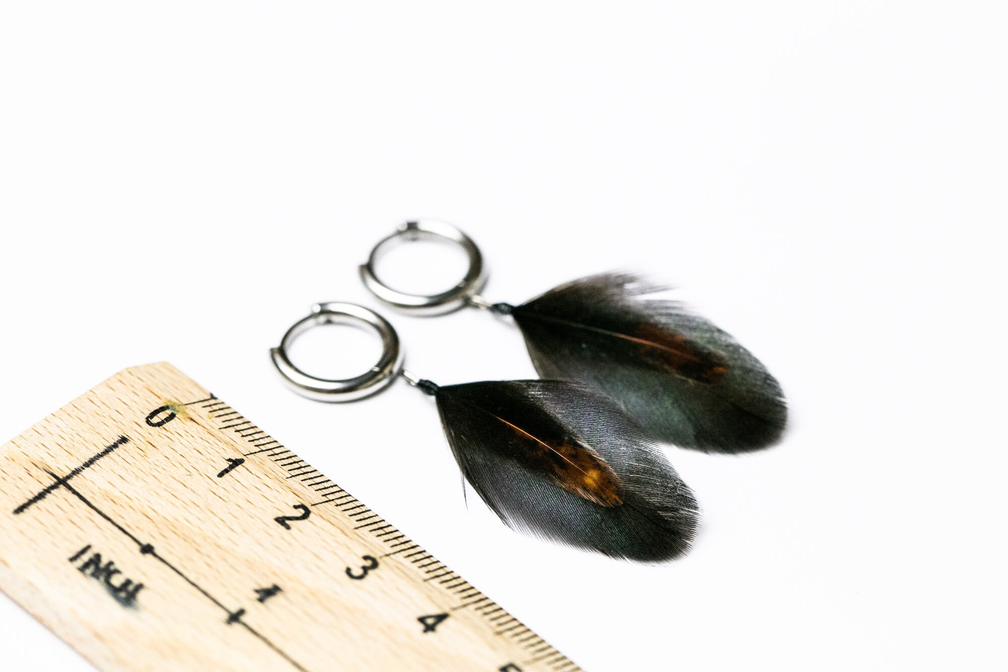 Feather earrings men Small feather earrings hoops Feather Etsy