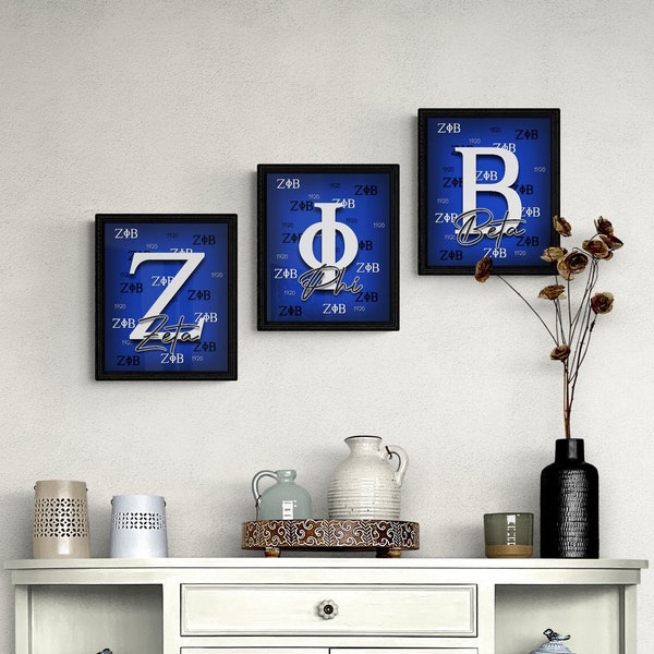 5x7 - 3 Piece Zeta Phi Beta Symbols backdrop artwork, digital print, sorority gifts, digital download, wall art, home decor