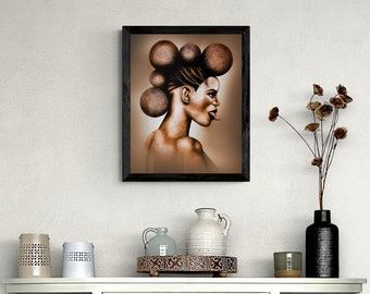 16x20 Beautiful Tongue Out artwork, digital print, black art, digital download, wall art, black woman, home decor