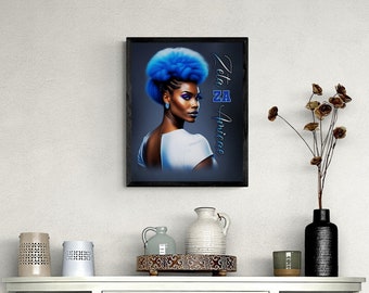 8x10 Zeta Amicae Fierce Woman artwork, printable, sorority gifts, digital download, wall art, digital print