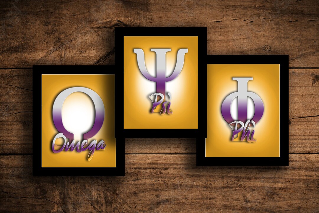 8x10 3 Piece Omega Psi Phi Symbol Artwork Digital Print Etsy