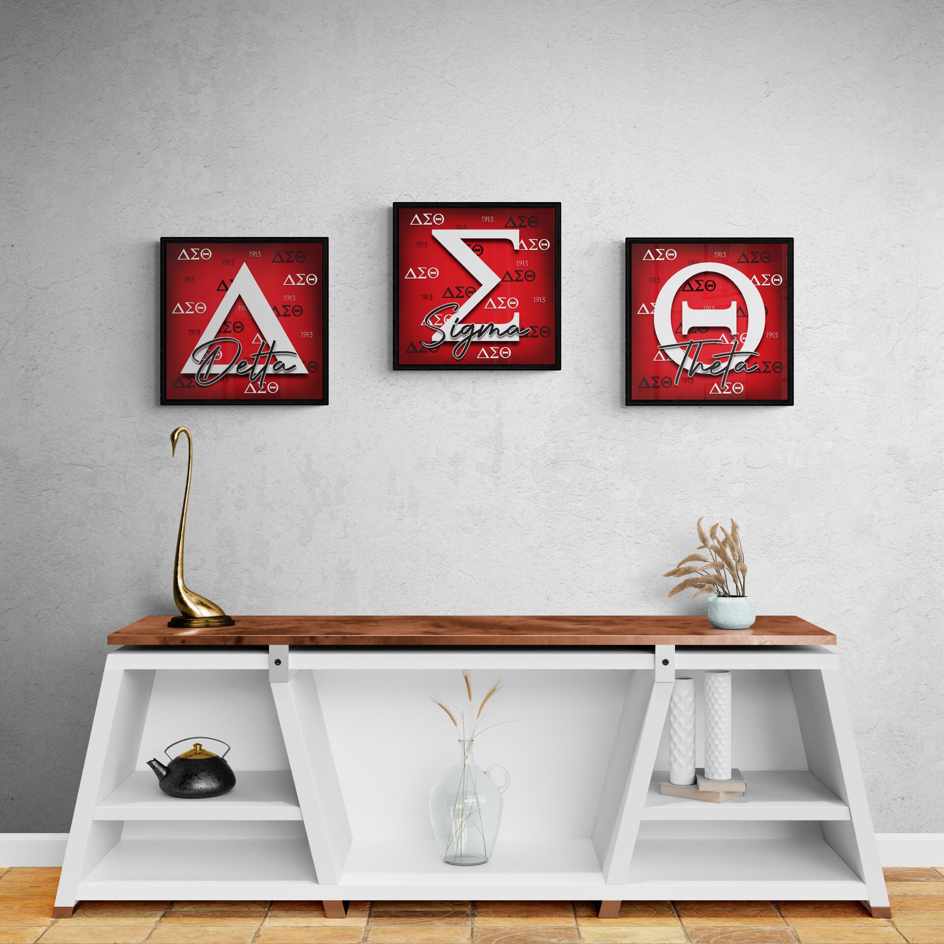 16x16 3 Piece Delta Sigma Theta Symbols Backdrop Artwork, Sorority