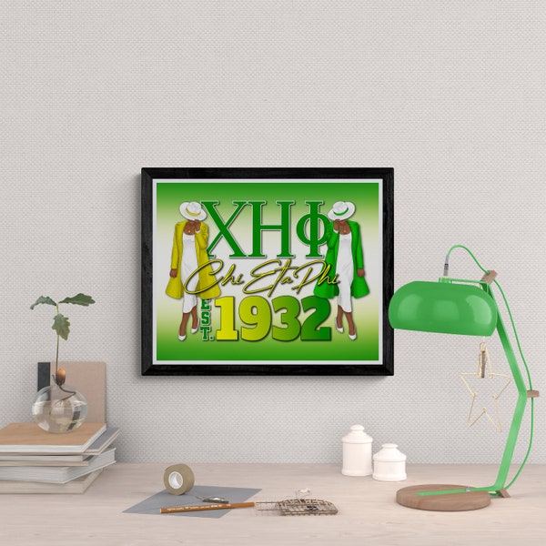 8x10 Chi Eta Phi Hat Tip EST 1932 print artwork, home decor artwork, printable art, sorority gifts, wall art, digital download