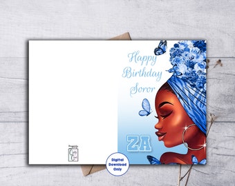 Happy Birthday Zeta Amicae 2, outside and inside of card, printable greeting card. 7X10 digital download, sorority, celebrate, mom, women