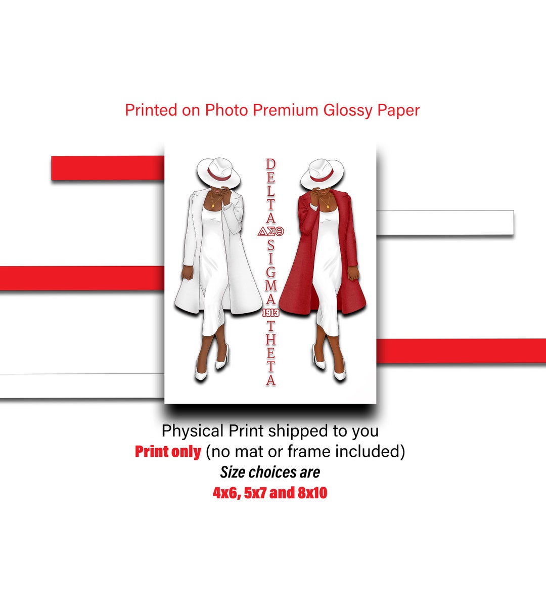 Delta Sigma Theta Tip of the Hat Artwork, Premium Glossy Print, High