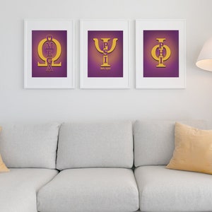 8x10 3 Piece Omega Psi Phi Symbols Artwork, Digital Print, Fraternity Gifts, Digital Downloads ...