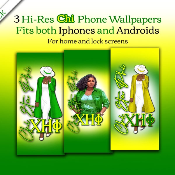 Lot de 3 fonds d'écran de téléphone Chi Eta Phi pour écrans d'accueil et écrans de verrouillage, pour Iphones et téléphones Android, arrière-plans de haute qualité