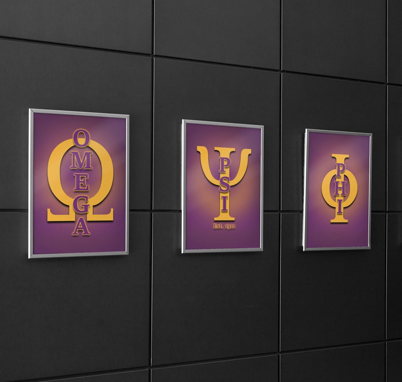 8x10 3 Piece Omega Psi Phi Symbols Artwork, Digital Print, Fraternity Gifts, Digital Downloads ...