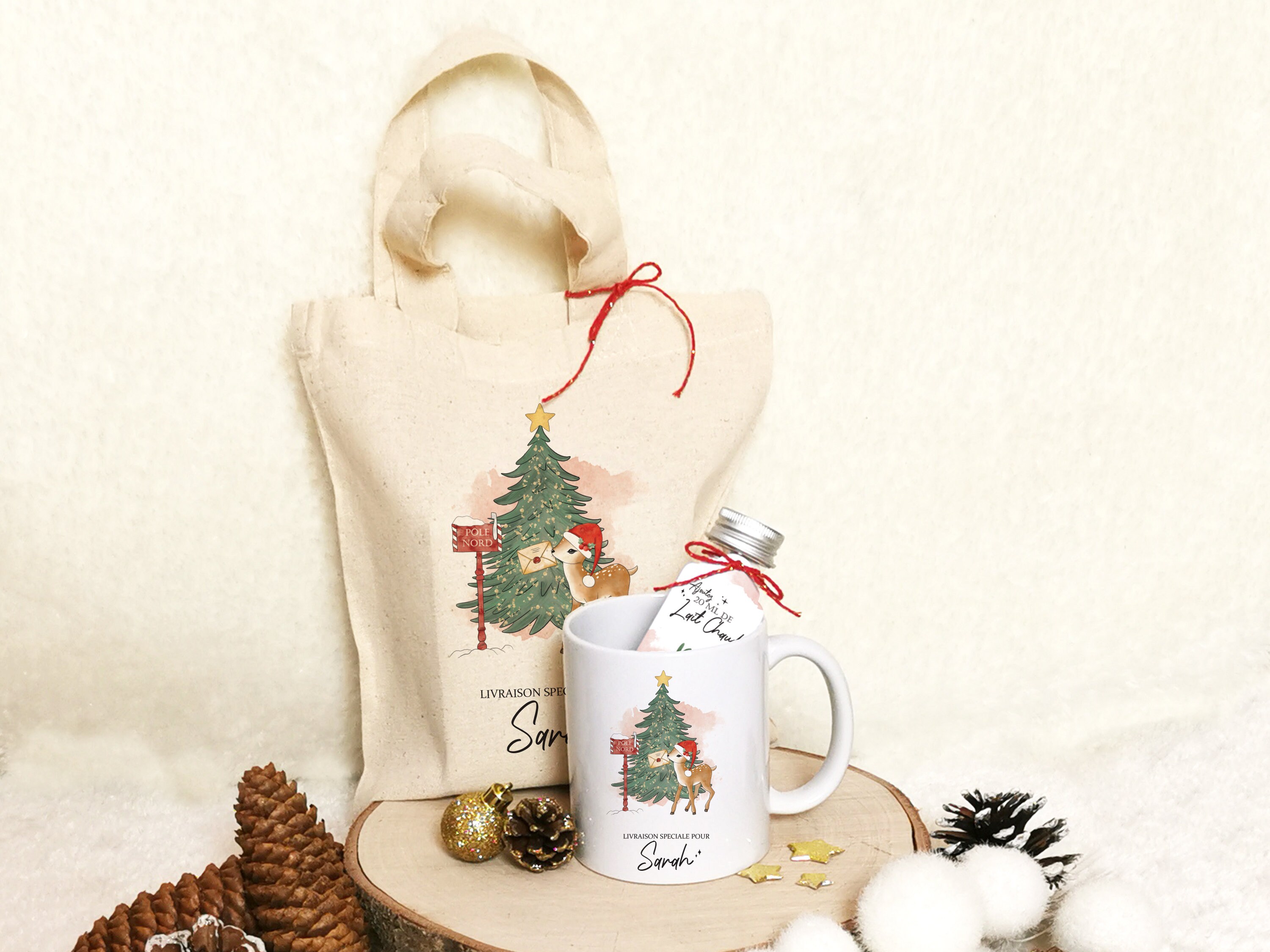 Coffret Chocolat Chaud, Coffret Cadeau Noël, Mug Personnalisé, Idée Maîtresse, Nounou, Mug