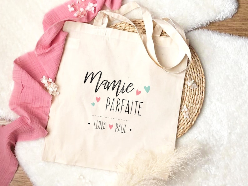 Tote Bag personnalisé, tote bag coton, tote bag prénom, tote bag personnalisable, sac personnalisable, sac coton, sac femme, sac mamie, image 2