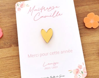 Personalized Pin with Card – Acrylic or Gold Mirror Badge – Customizable Gift for Events, Weddings, Birthdays, Teachers