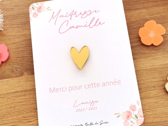 Pin’s Personnalisé avec Carte – Badge Acrylique ou Miroir Doré – Cadeau Personnalisable pour Événement, Mariage, Anniversaire, Maîtresse