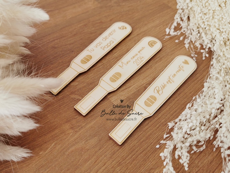 Wooden pregnancy test personalized pregnancy announcement image 5