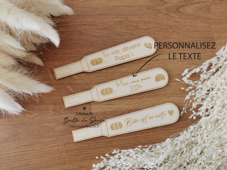 Wooden pregnancy test personalized pregnancy announcement image 2