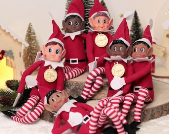 Lutin farceur articulé ou souple  – tradition du lutin de Noël – personnalisable avec prénom